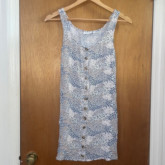 •TRUE CRAFT•IVORY BLUE/PINK/BROWN FLORAL BUTTON DOWN SLEEVELESS DRESS SIZE SMALL - Picture 9 of 9